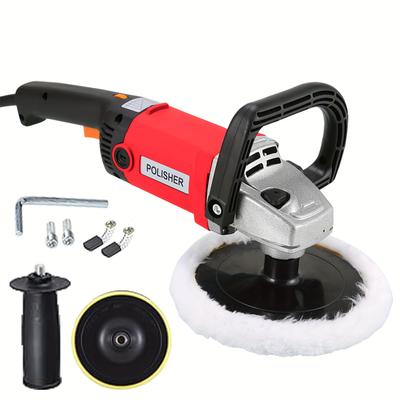 TEMU Car Polisher, 1400w Car Buffers Polishers With 8 , Detachable Handle, Random Polisher Kit, For Car, Boat Polishing And Waxing, Red