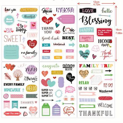 TEMU 6 Sheets/set 100pcs Pattern Waterproof Home Theme Memory Photo Hand Account Stickers