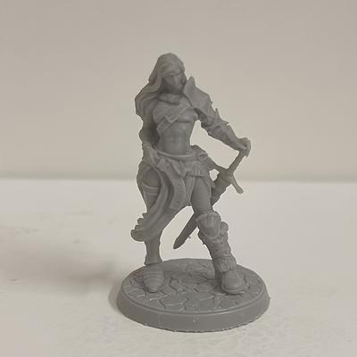 TEMU 1pc Unpainted Female Warrior Miniature Model Kit - Diy 3d Printed Resin Figure For Hobbyists And Collectors, Abs Material, Age 14+