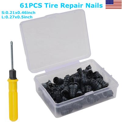 TEMU 61pcs Quick Tire Repair Kit With Vacuum Rubber Plugs & Screwdriver - Fit For Cars, Motorcycles, Trucks & Bikes