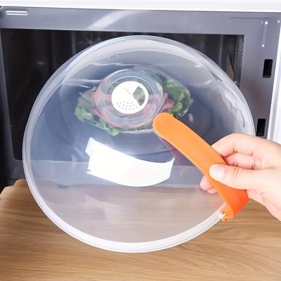 TEMU 1pc Transparent Microwave Splash Cover - Reusable, Airtight, Heat Resistant Lid For Anti-sputtering And Anti-oil Protection