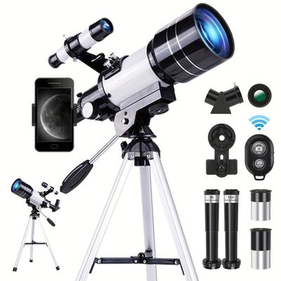 TEMU 150x Telescope, 70mm Aperture Telescope, Suitable For Adults And Children, High Magnification, Portable Astronomical Telescope, With Tripod Phone Adapter And Wireless Remote Control