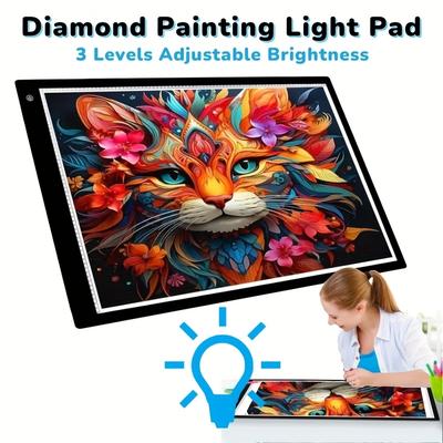 TEMU Light Box For Artists - High , 3-level Dimming, Eye-safe Acrylic Tracing Board With Built-in Ruler & Usb Cable - Sketching, & Crafts