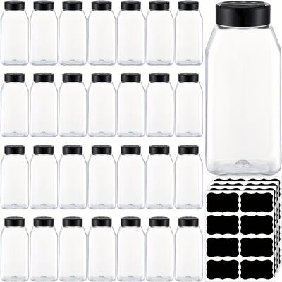 TEMU 28 Pack 16 Oz Plastic Spice Jars With Square Plastic Bottle Containers With Shaker And Stickers Large Seasoning Shaker Empty Powder Storage Container For Storing Salt (black)