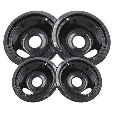 TEMU 4pcs Of Black Stovetop Drip Trays, Compatible With Ge . Includes 2 6-inch Range Replacement Drip Trays And 2 8-inch Burner Drip Trays For Electric Stove Tops