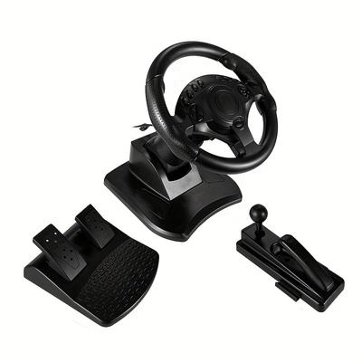 TEMU A Set Of Video Game Steering Wheels With Pedals And Clutch, 270 Degree Steering, Adjustable , Programmable Buttons, Support For Multi-platform Steering Wheels