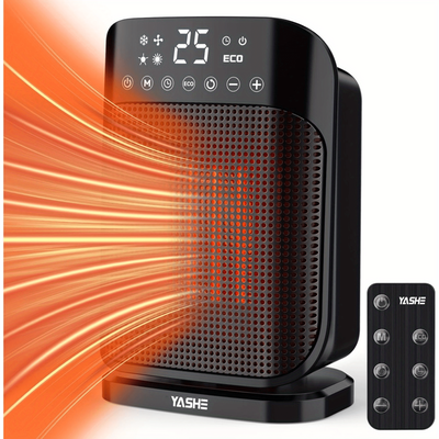 TEMU Yashe Space Heater, 1500w Portable Electric Heater For Indoor Use With Thermostat, 75Â° , Digital Display, Remote Control, 24h Timer, , Fast Ceramic Heating For Home, Office, Bedroom