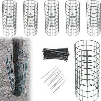 TEMU 6-pack Tree Trunk Protectors With Ties And Stakes, Guard For Deer, Rabbit, Mower, Squirrel, Cat, Dog Protection - Mixed Color Plastic & Metal