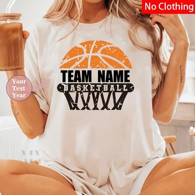 TEMU Custom Basketball Team Name Vinyl Iron-on Transfer Decal - Personalized Lettering, Polyester, - Ideal For T-shirts & Backpacks, Fan Gift