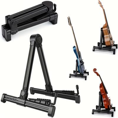 TEMU Premium Abs Guitar Stand - Adjustable, Foldable & Portable Design With Non-slip Feet For Acoustic, Electric Guitars, Ukuleles, Basses &