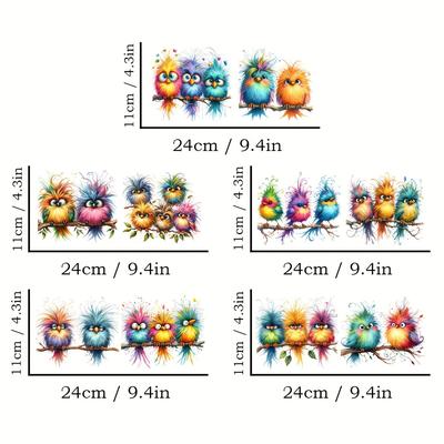 TEMU 10pcs Quirky Birds On A Branch Uv Dtf Transfer Paper, Waterproof Decals For Glass Cup, Mug, Laptops, Refrigerators, High- Supplies