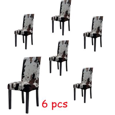 TEMU 4/6pcs Classic Cow Print Stretch Dining Chair Slipcovers, Band Removable Chair Covers, Polyester And Spandex , Machine Washable, With For Home, Living Room, Hotel, Restaurant, Kitchen Decor