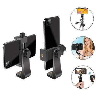 TEMU 1pc Tripod Phone Mount Holder Head Standard Screw Adapter Rotatable Camera Bracket Selfie Lens Monopod Adjustable For Ring Light Camcorder, Compatible For Most Cellphones For Iphone