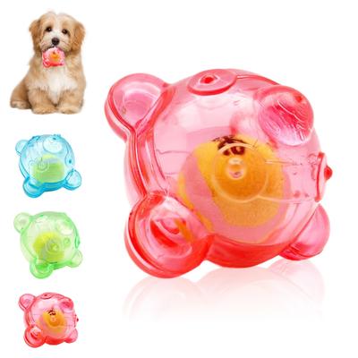 TEMU A Pet Dog Toy Shaped Head With A Random Color Ribbon, Featuring A Built-in Tennis Ball For Interactive Training, Without Battery