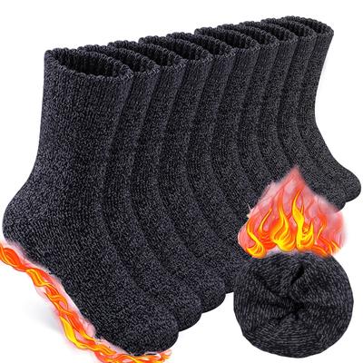 TEMU 5 Pairs Of Men's Polyester Crew Socks - Warm And Breathable For Winter Hiking | Suitable For Us Sizes 7-13