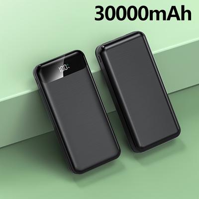 TEMU 30,000mah Large Capacity Portable Power Bank With Led Display/dual Output Ports/multiple Colors For Outdoor Travel And Emergency Use, Safe And Stable Lithium Battery, Perfect As Gifts For