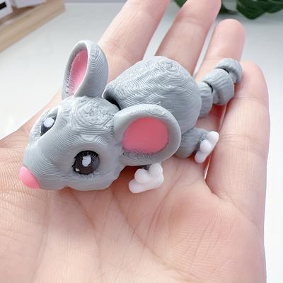 TEMU 1pc Articulated 3d Printed Cute Mouse Model, Movable Plastic Animal , Creative Tabletop Decor For Rooms, Indoor Use, No Electricity Required