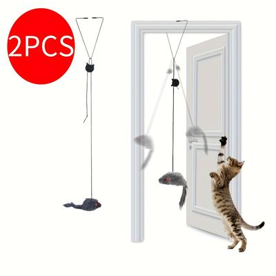 TEMU Buy 1 Get 1 Free, Total 2pcs Adjustable Hanging Cat Toy - Entertainment And Interactive Cat Teasing, Fun, Exercise Cat's Physical And Mental - , , Adjustable Length, Without Battery