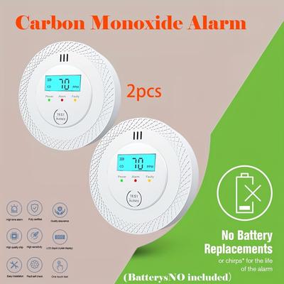 TEMU 2pcs Carbon Detectors With Sensitive Co Sensor, Lcd Display & Sound Alarm - Battery Operated (aa Batteries Not Included) - Essential Device For Indoor Use