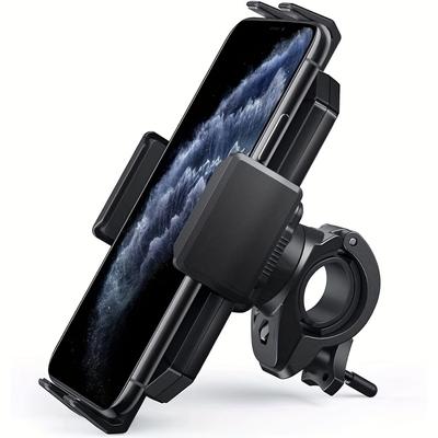 TEMU Universal 360Â° Bicycle Handlebar Phone Holder, Adjustable Clamp, Anti-vibration, Waterproof, Smartphone Mount For Motorcycles, Pc Material