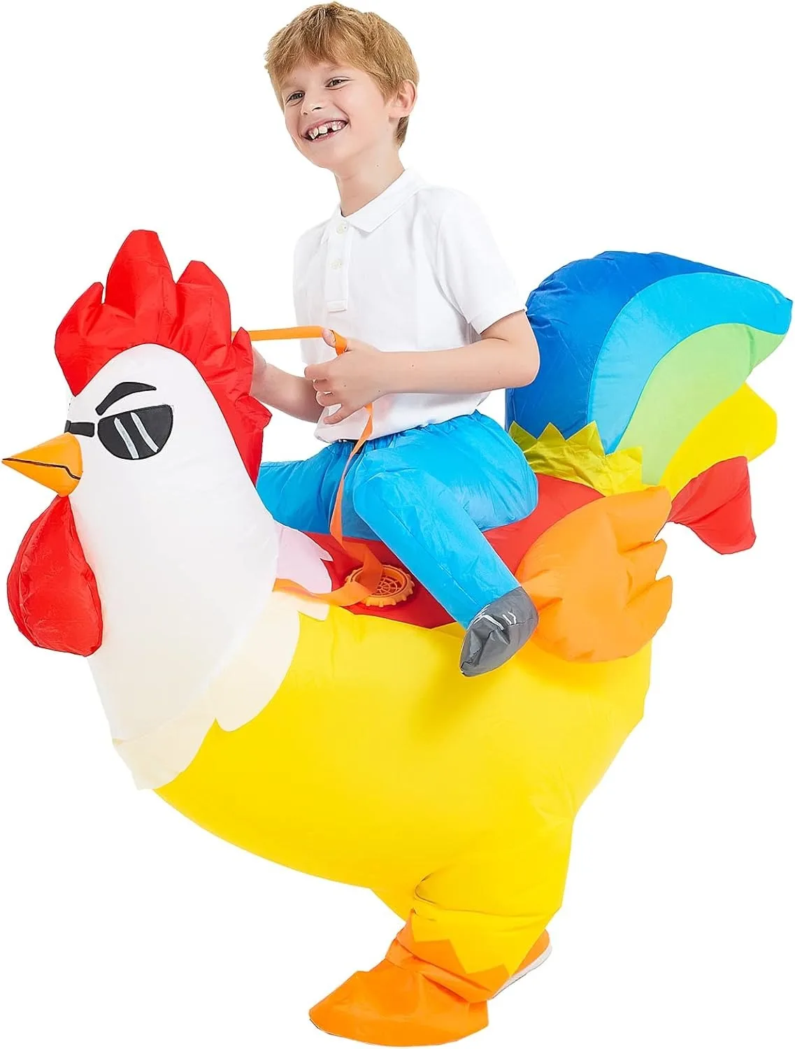 Aufblasbares Hühnerkostüm, aufblasbares Regenbogenhuhn-Kostüm für Kinder, aufblasbare Halloween-Kostüme Image