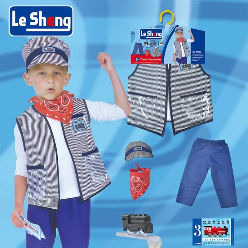 Cosplay Zug Ingenieur Dirigent Kostüm Prom Für Kinder Leistung Kostüm Ausrüstung Requisiten Pretend Spielen Spielzeug Set 2025, Neue Image