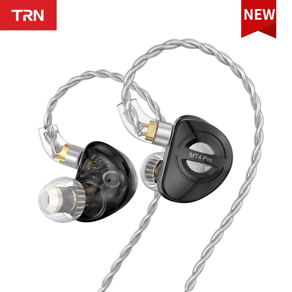 TRN MT4 PRO Kopfhörer Dual Dynamic Drivers In-Ear-Kopfhörer HiFi-Headset IEM kabelgebundene Ohrhörer mit abnehmbarem Kabel für Musiker Image