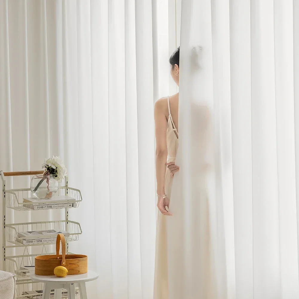 1PC Fenster Vorhang Chiffon Partition Tüll für Wohnzimmer Schlafzimmer Häuser Dekor Wasserdicht Sheer Garn Guaze Vorhänge Image