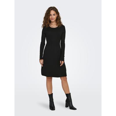Midikleid ONLY "ONLNATASCHA LS PEARL O-NECK DRESS CC KNT", Damen, Gr. M (38), N-Gr, schwarz, Strick, Obermaterial: 80% Viskose, 20% Nylon, unifarben, modisch, regular fit knielang, Rundhals, Langarm, Kleider Image