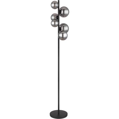 GLOBO LIGHTING LED Stehlampe "RIHA", schwarz (schwarz matt), 6 flammig, Ø 28,50cm H: 155,00cm,, Lampen, ON/OFF Trittscha