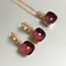 2Pcs/Set Women Earrings Necklace Jewelry Set Inlay Zircon 30Colors Pink Crystal Jewelry Set Rose Gold Plated Fashion Jewelry