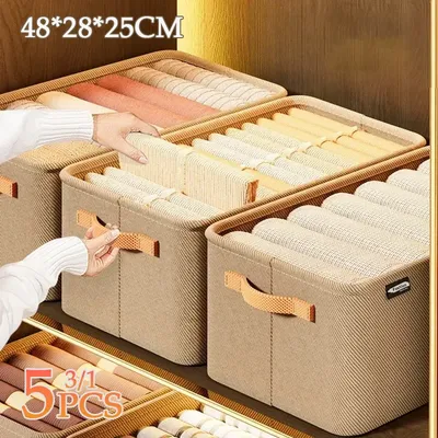 1-5PCS Large Capacity Closets Clothes Organizer Pants Storage Boxs Cabinet Drawers Underwear Socks