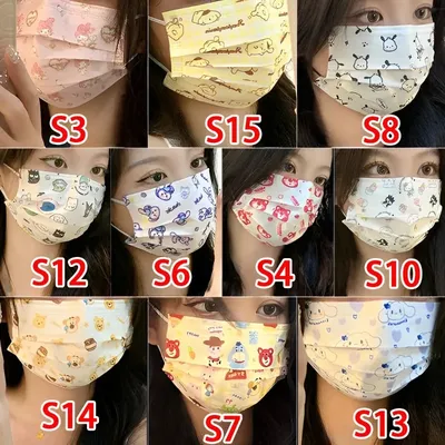 10pcs Sanrios Cartoon Breathable Mouth Face Mask Kuromi Melody Disposable Hygiene Face Shield Cute