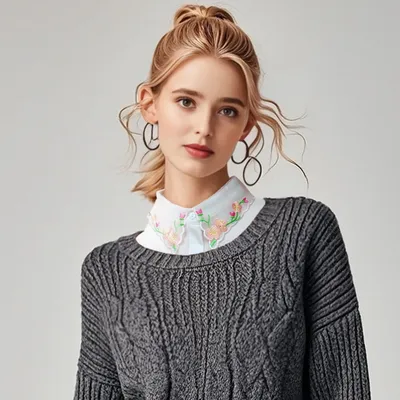 1 embroidered fake collar, children's accessory collar, shirt, versatile for women, spring and
