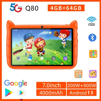 New 5G WiFi Kids Tablet 7 Inch Quad Core 4GB RAM 64GB ROM Android 13 Google Learning Education Games