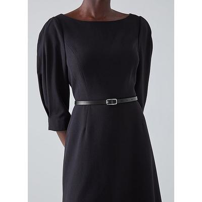 Marlee Black Leather Skinny Belt, Black