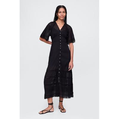 Gap Womens Black Lace-Trim Midi Dress - Black