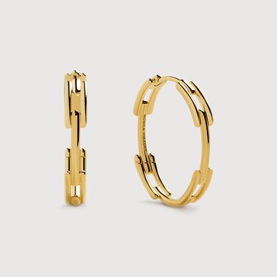 Gold Signature Link Medium Hoop Earrings