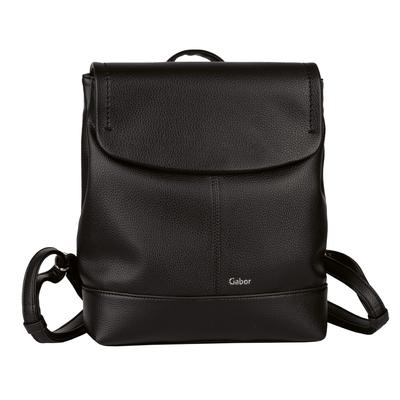 Rucksack GABOR "Lenea", Gr. B/H/T: 28cm x 33cm x 9cm, schwarz, Polyurethane, Basic, Rucksäcke, aus leicht genarbtem Lederimitat mit dekorativen Ziernähten Image