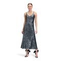 Abendkleid VERA MONT "Vera Mont Abendkleid mit Pailletten", Damen, Gr. 38, Normalgrößen, grau (grau olive), Obermaterial: 93% Polyester, 7% Elasthan. Futter: 100% Polyester., feminin, figurbetont lang, V-Ausschnitt, ohne Ärmel, Kleider, Glitzer