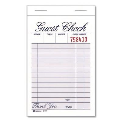 Adams One-Part Guest Check Pad, One-Part (No Copies), 3.35 x 4.94, 100 Forms/Pad, 12 Pads/Pack (ABF210012)