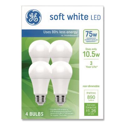 GE Classic LED SW Non-Dim A19 Light Bulb, 10.5 W, Soft White, 4/Pack (GEL93131064)