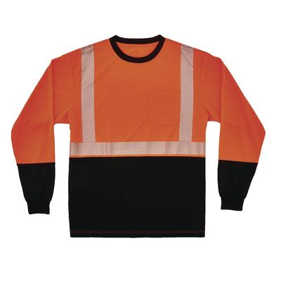 ergodyne GloWear 8281BK Class 2 Long Sleeve Shirt with Black Bottom, 7X-Large Long, Orange (EGO22921)