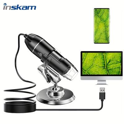 TEMU Inskam 3-in-1 Portable Digital Microscope With 1600x , 200w/30w Pixel Camera, Usb - Light Beige, Insect & Circuit , Compatible With Laptops