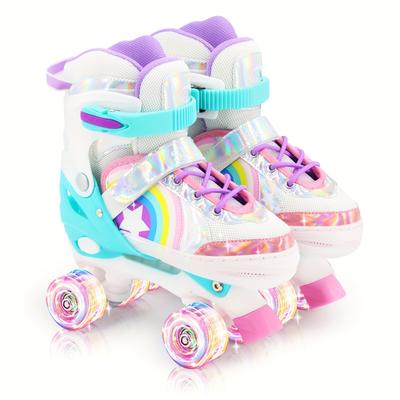 TEMU Roller Shoes For Kids, 2 Sizes Adjustable Inline Skates With Light Up Wheel, Skates All Beginner Skates