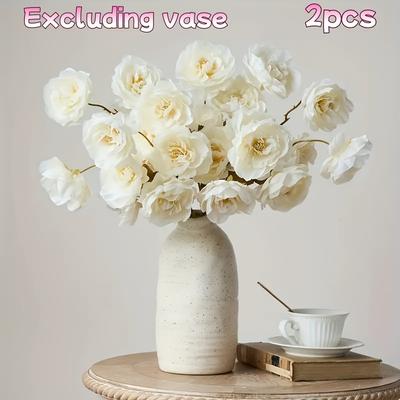 TEMU 2pcs Peony Artificial Flowers Bouquet, 10 , Fabric, Decor, Wedding & Engagement, , Tabletop Centerpiece, Valentine's, Day, Hanukkah, 's, Father's Day Decor Without Container Image