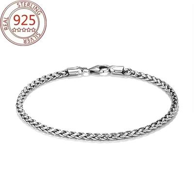 TEMU 1pc S925 Sterling Silvery Men's Bracelet, 2024 Year Gift, Minimalist , Theme, No , White