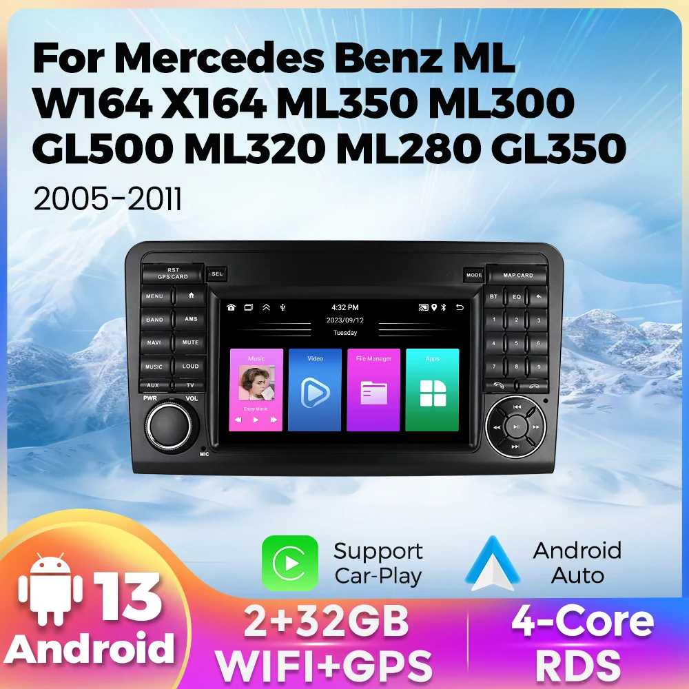 7 "Android Auto Autoradio für Mercedes Benz m Klasse ml w164 x164 ml350 ml300 gl500 ml320 ml280 gl350 gl450 Multimedia Stereo Cam Image