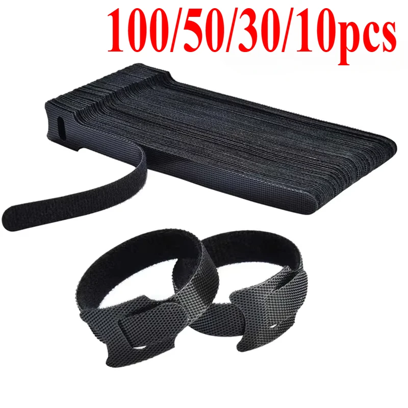 10-100PCS Nylon Kabelbinder 15CM Organizer Draht Wickler Haken Schleife Strap auf Ladekabel Kopfhörer Maus kabel Büro Management Image