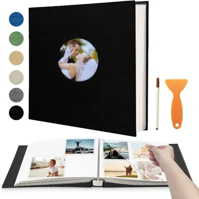 Album Selbstklebendes Sammelalbum für 4×6 5×7 8×10 Fotos DIY magnetischer Leinenbezug 40 Seiten Familienhochzeitsgeschenk mit Metallstift und